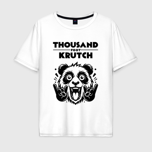 Мужская футболка хлопок Oversize Thousand Foot Krutch - rock panda, цвет белый