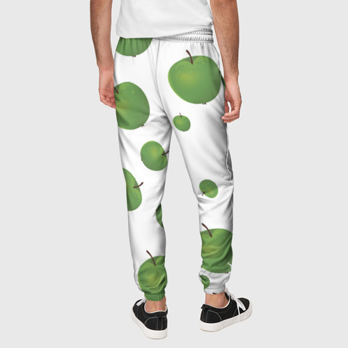 Мужские брюки 3D Зелёные яблоки фон, цвет 3D печать - фото 5