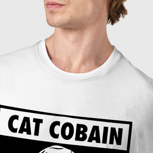 Мужская футболка хлопок Cat cobain, цвет белый - фото 6