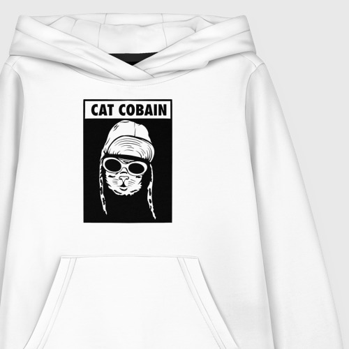Детская толстовка хлопок Cat cobain, цвет белый - фото 3
