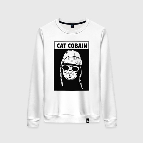 Женский свитшот хлопок Cat cobain, цвет белый