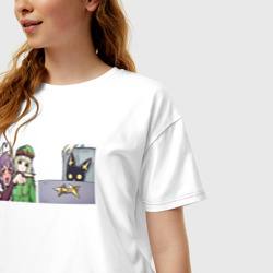 Женская футболка хлопок Oversize Становясь волшебницей - мем кот - фото 2
