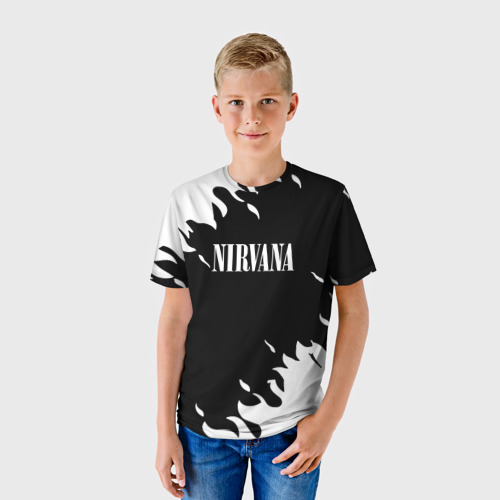 Детская футболка 3D Nirvana текстура огонь, цвет 3D печать - фото 3