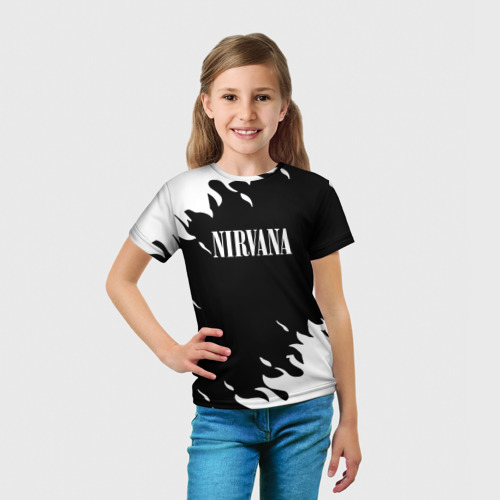 Детская футболка 3D Nirvana текстура огонь, цвет 3D печать - фото 5