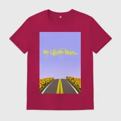 Мужская футболка хлопок Поле подсолнухи: my life my rules