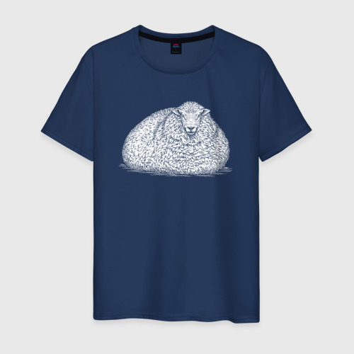 Мужская футболка из хлопка с принтом Ленивая овца, вид спереди №1