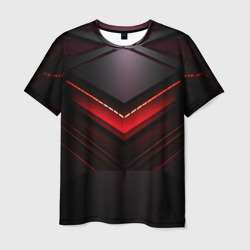 Красно - черная  объемная  абстракция  с  неоном – Мужская футболка 3D с принтом купить со скидкой в -26%