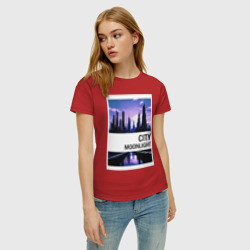 Женская футболка хлопок Мегаполис в лунном свете - фото 2