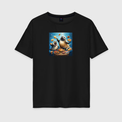 Тюлени – Женская футболка хлопок Oversize с принтом купить со скидкой в -16%