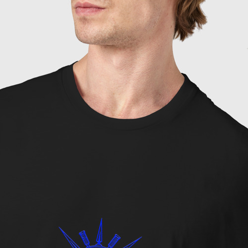 Мужская футболка хлопок с принтом Космодесантник ультрамарин, фото #4