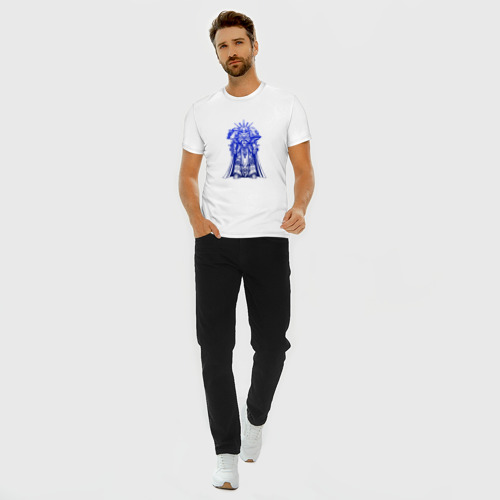 Мужская футболка хлопок Slim с принтом Космодесантник ультрамарин, вид сбоку #3