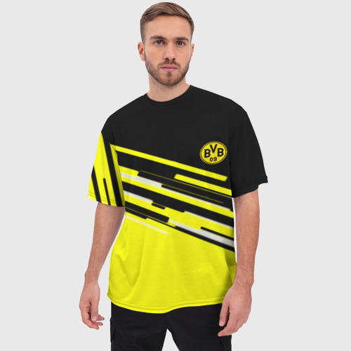 Мужская футболка oversize 3D Borussia текстура спорт, цвет 3D печать - фото 3