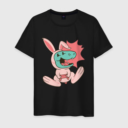 Дино-кролик геймер – Мужская футболка хлопок с принтом купить со скидкой в -20%