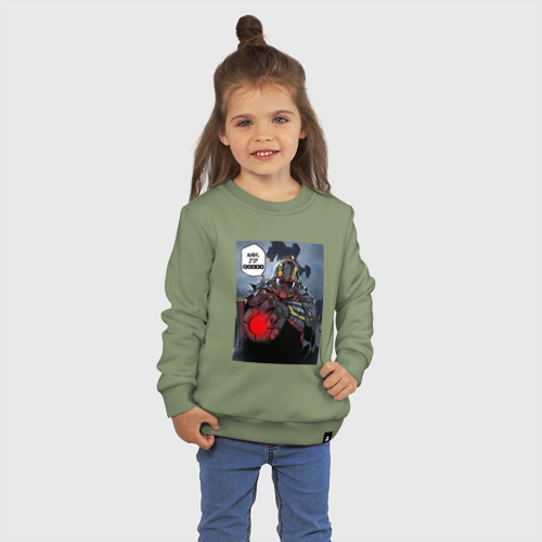 Детский свитшот хлопок с принтом Нужен дроп helldivers 2, фото на моделе #1
