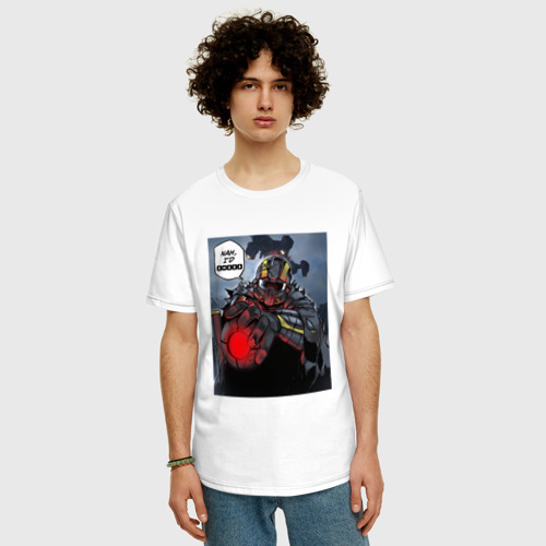 Мужская футболка хлопок Oversize с принтом Нужен дроп helldivers 2, фото на моделе #1