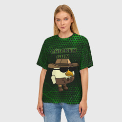 Женская футболка oversize 3D Chicken gun green - фото 2