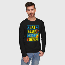 Мужской лонгслив хлопок Eat sleep fly - фото 2