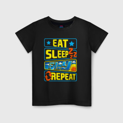 Детская футболка хлопок Eat sleep fly