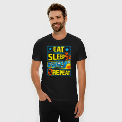 Мужская футболка хлопок Slim Eat sleep fly - фото 2