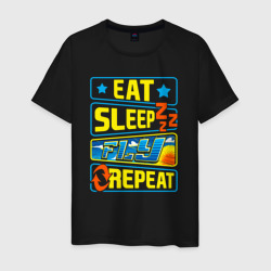 Eat sleep fly – Мужская футболка хлопок с принтом купить со скидкой в -20%