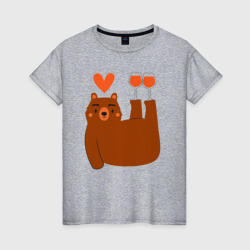 Мишка с винишком – Женская футболка хлопок с принтом купить со скидкой в -20%