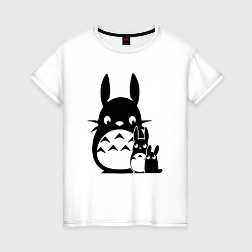 Женская футболка из хлопка с принтом Totoros, вид спереди №1