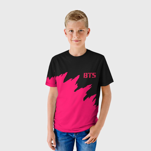 Детская футболка 3D BTS неоновые краски текстура, цвет 3D печать - фото 3