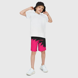 Детские спортивные шорты 3D BTS неоновые краски текстура - фото 2