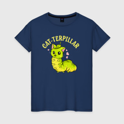 Кошка гусеница – Женская футболка хлопок с принтом купить со скидкой в -20%