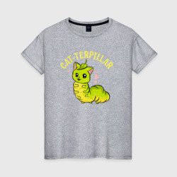 Кошка гусеница – Женская футболка хлопок с принтом купить со скидкой в -20%