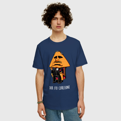Мужская футболка хлопок Oversize Дорито Корлеоне, цвет темно-синий - фото 3