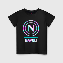 Детская футболка хлопок Napoli FC в стиле glitch