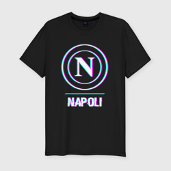 Мужская футболка хлопок Slim Napoli FC в стиле glitch