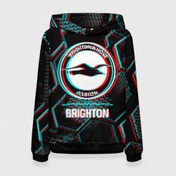 Женская толстовка 3D Brighton FC в стиле glitch на темном фоне