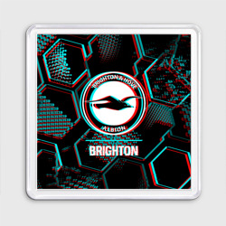 Магнит 55*55 Brighton FC в стиле glitch на темном фоне