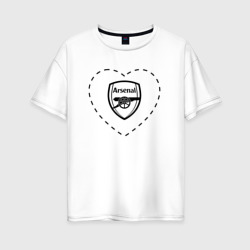 Женская футболка хлопок Oversize Лого Arsenal в сердечке