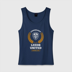 Женская майка хлопок Лого Leeds United и надпись legendary football club