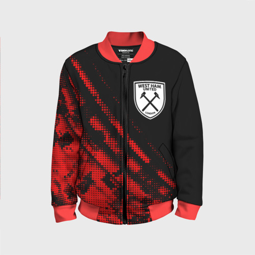 Детский бомбер 3D West Ham sport grunge, цвет красный