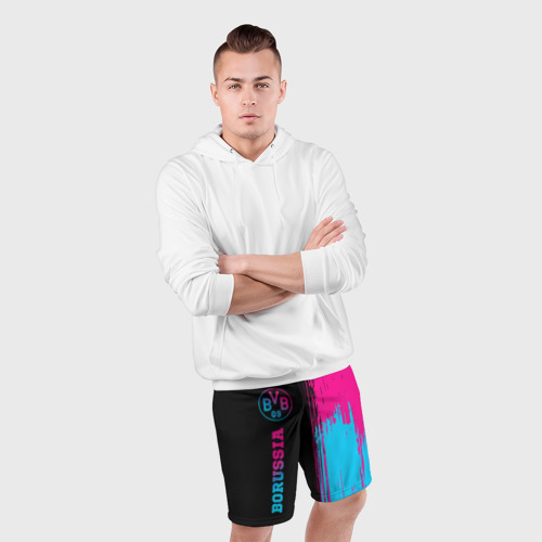 Мужские шорты спортивные Borussia - neon gradient по-вертикали, цвет 3D печать - фото 5