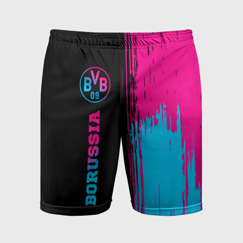 Мужские шорты спортивные Borussia - neon gradient по-вертикали, цвет 3D печать