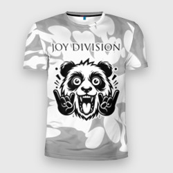 Мужская футболка 3D Slim Joy Division рок панда на светлом фоне