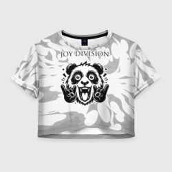 Женская футболка Crop-top 3D Joy Division рок панда на светлом фоне