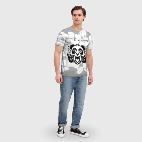 Мужская футболка 3D с принтом Joy Division рок панда на светлом фоне, вид сбоку #3