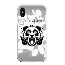 Чехол для iPhone XS Max матовый Joy Division рок панда на светлом фоне