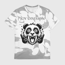 Мужская футболка 3D Joy Division рок панда на светлом фоне