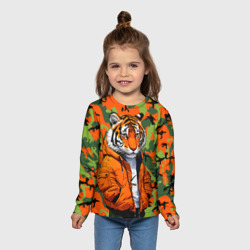 Детский лонгслив 3D Тигр в оранжевой куртке - фото 2
