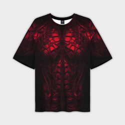 Мужская футболка oversize 3D Красный торс в адских доспехах