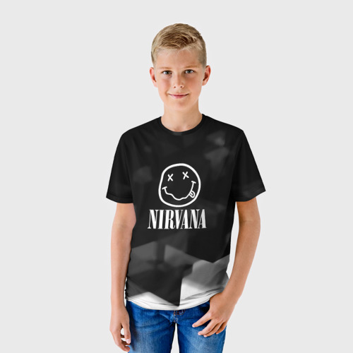 Детская футболка 3D Nirvana текстура рок, цвет 3D печать - фото 3