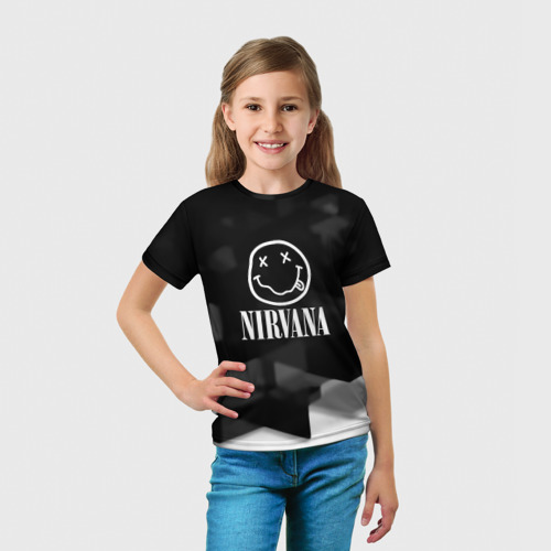 Детская футболка 3D Nirvana текстура рок, цвет 3D печать - фото 5