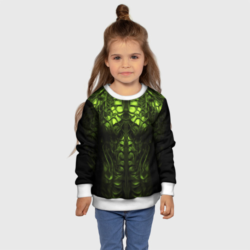 Детский свитшот 3D с принтом Зелёный экзоскелет, фото #4